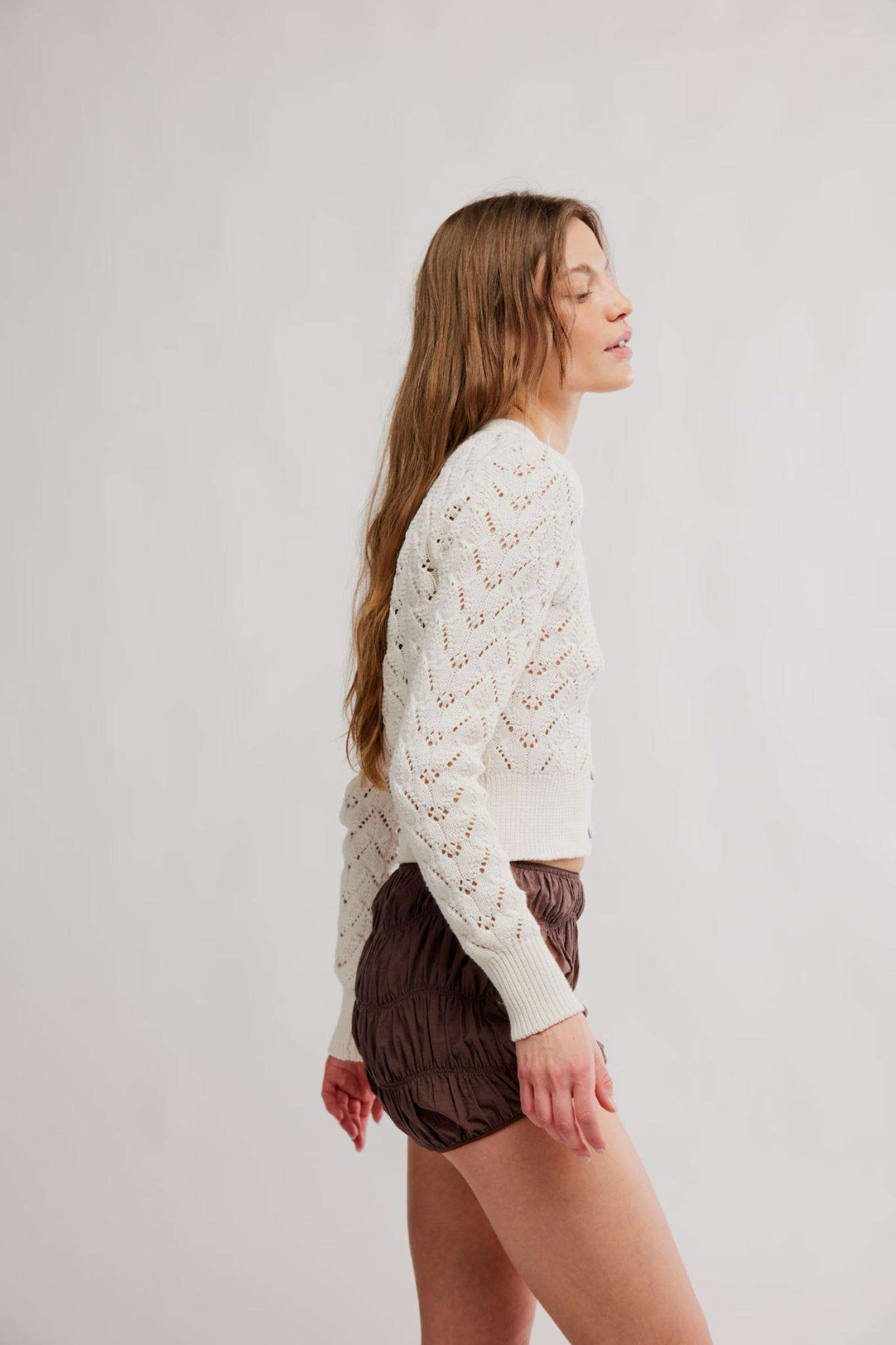 Pretty In Pointelle Ivory Cardigan