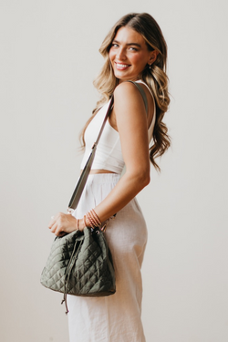 Quincey Olive Quilted Crossbody