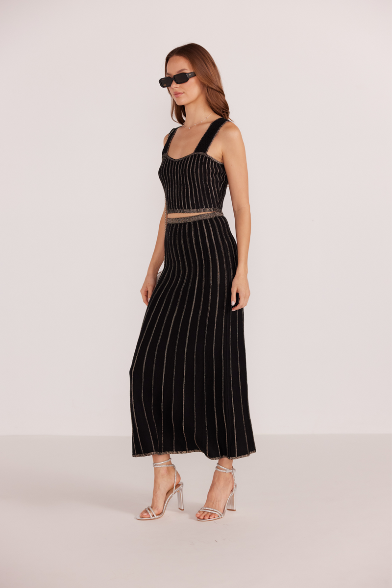 Celia Lurex Stripe Midi Skirt