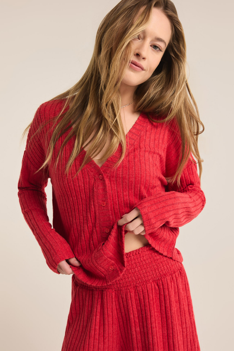 Mara Red Cardigan Top