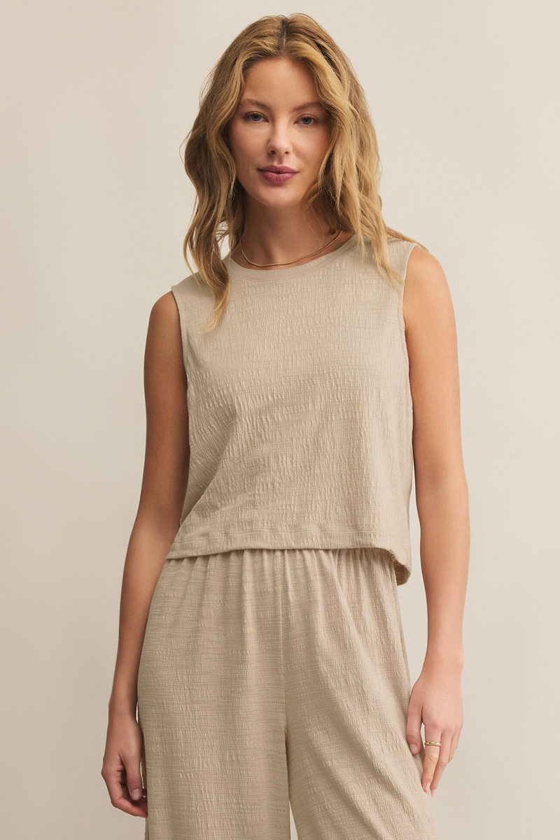 Sloane Parchment Textured Tank