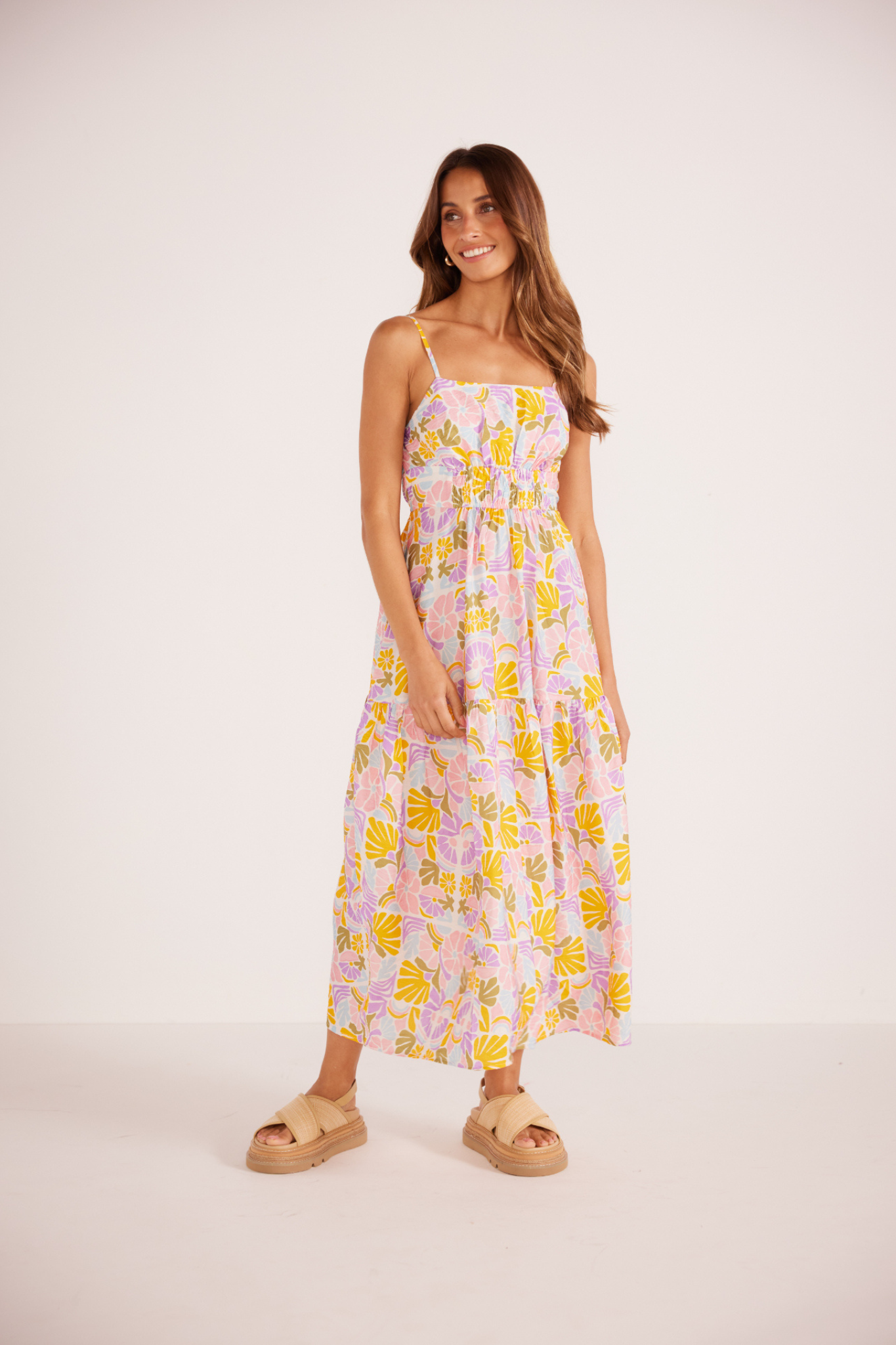 Soleil Retro Floral Midi Dress