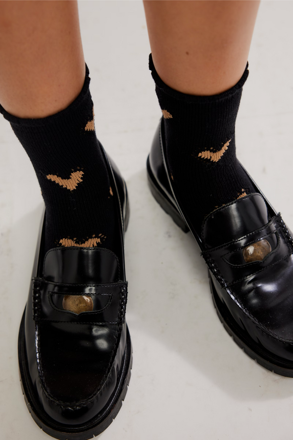 Cupids Bow Black Socks