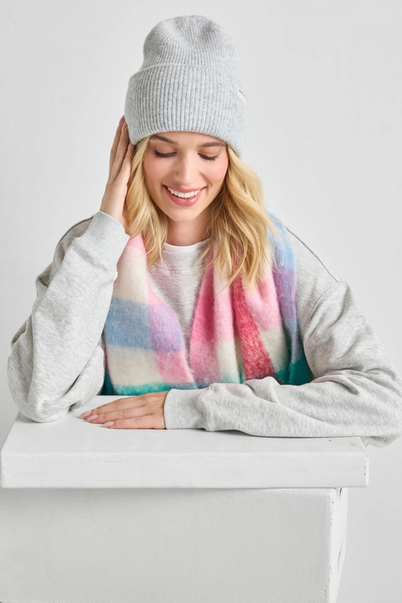 Heather Grey Ribbed Knit Beanie