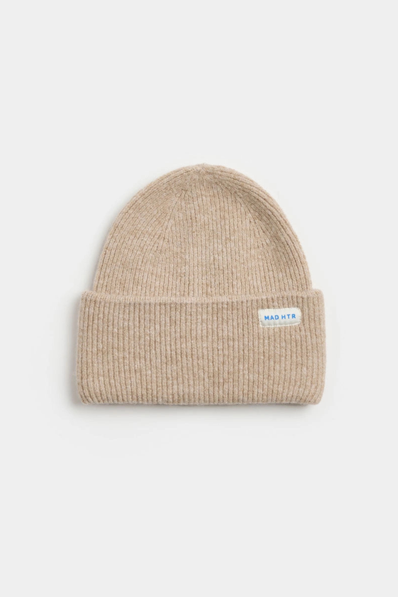 Heather Taupe Ribbed Knit Beanie