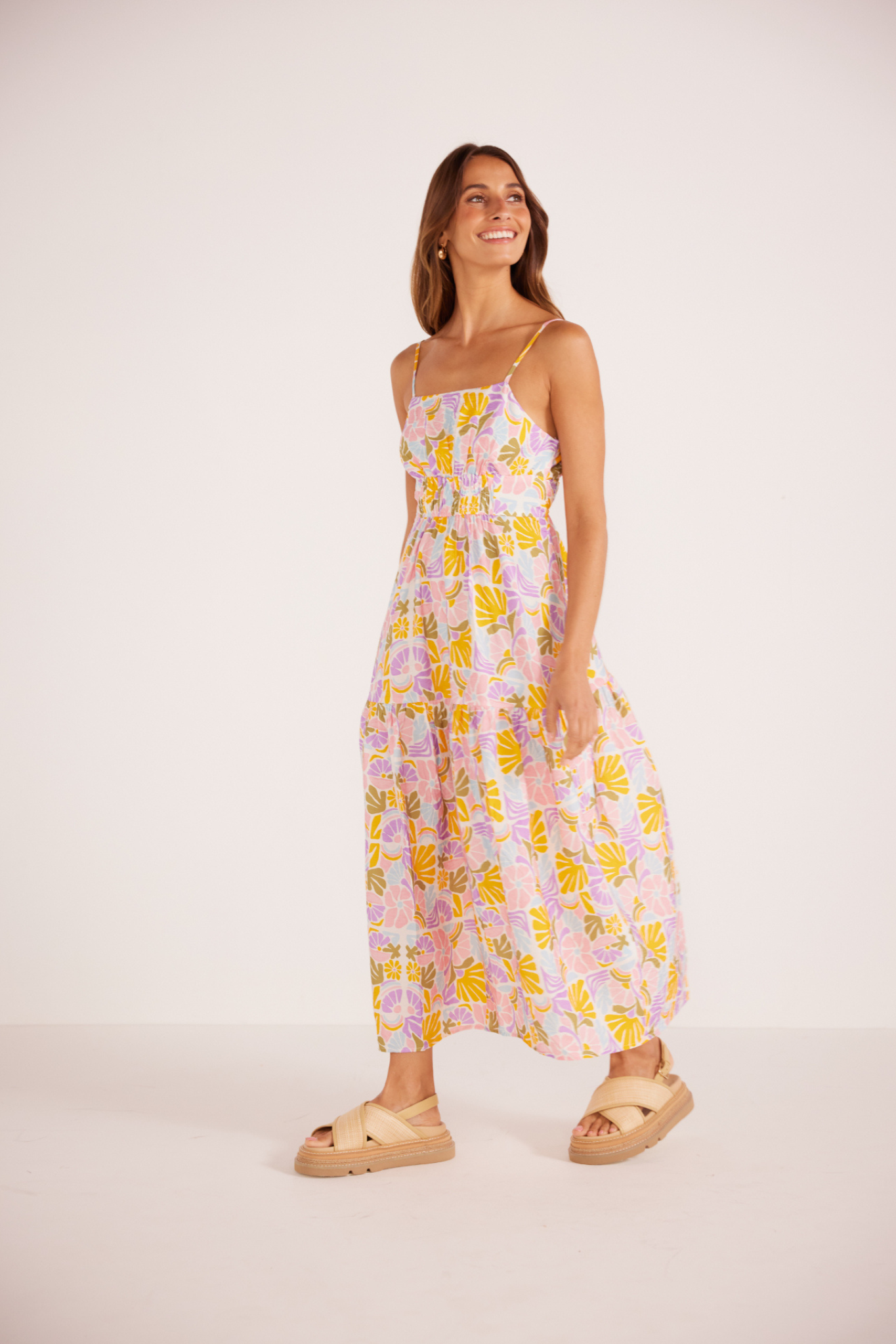 Soleil Retro Floral Midi Dress