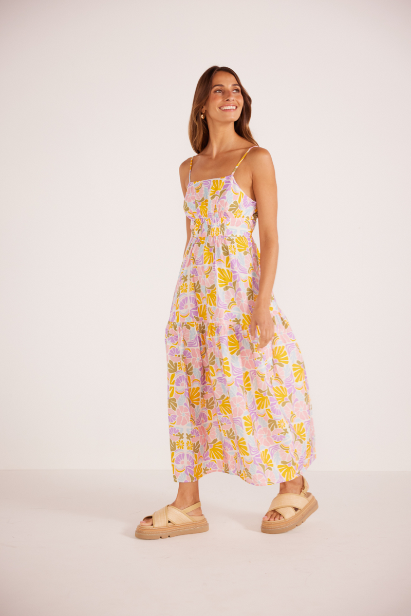 Soleil Retro Floral Midi Dress