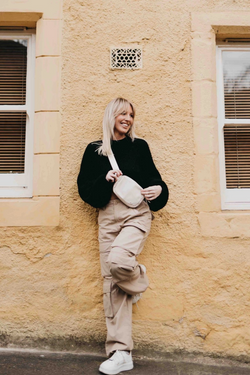 Nadya Cream Nylon Bum Bag