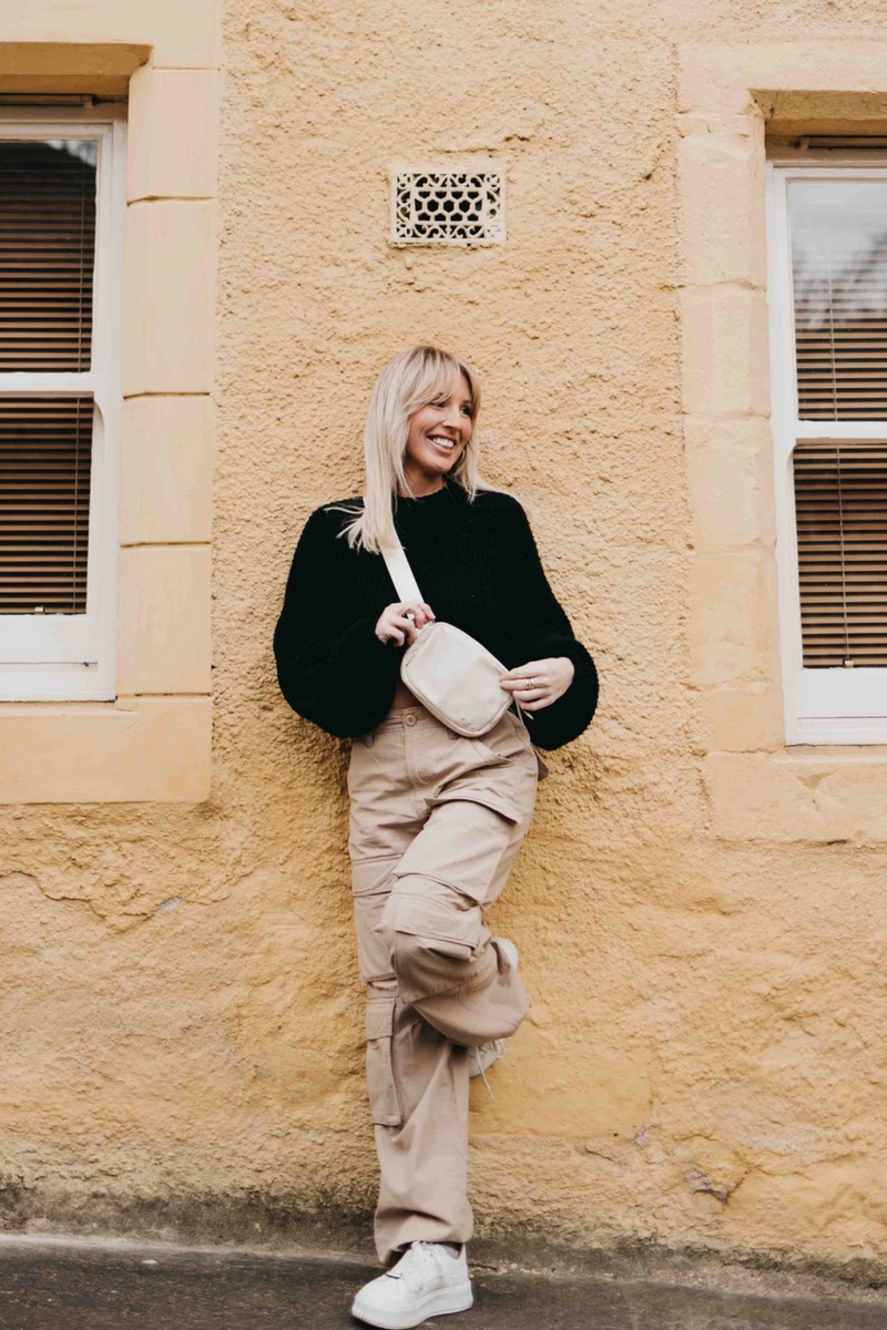 Nadya Cream Nylon Bum Bag