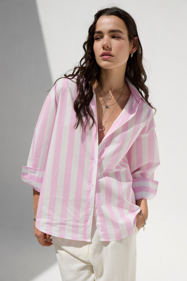 Vincenzo Pink Striped Top