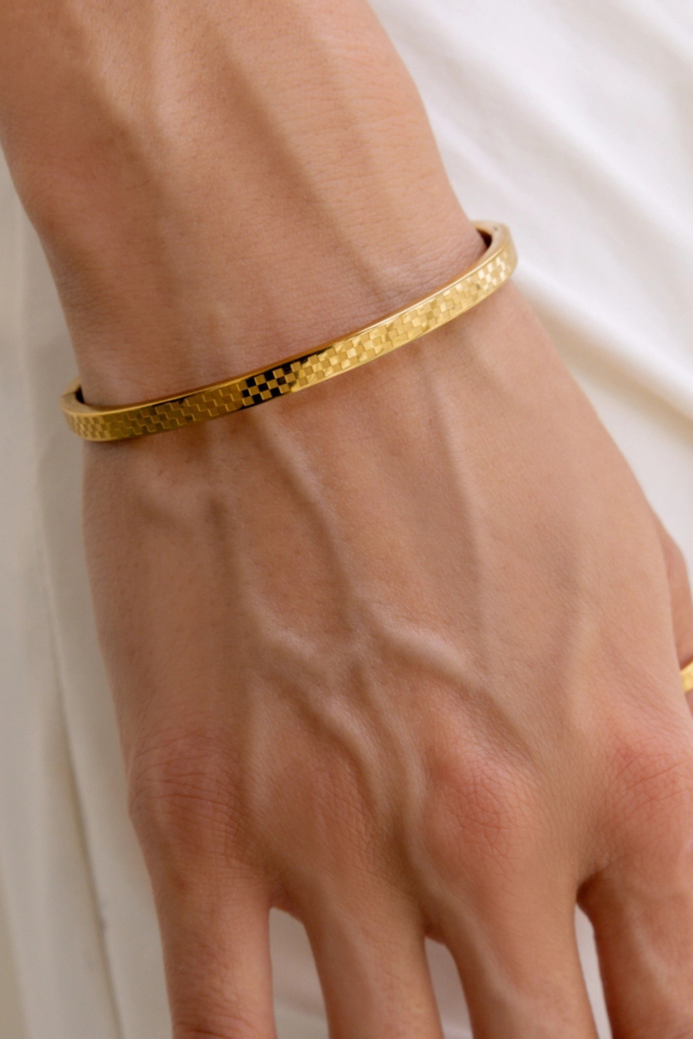 Chess Gold Bangle Bracelet