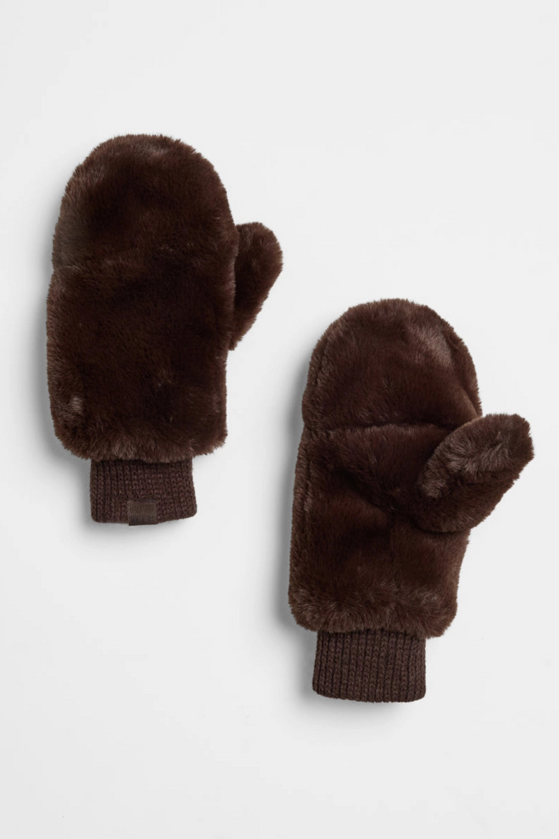 Chocolate Faux Fur Mittens