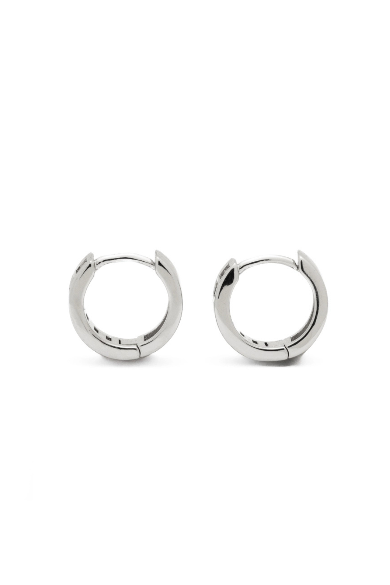 Silver Baguette Huggie Earrings