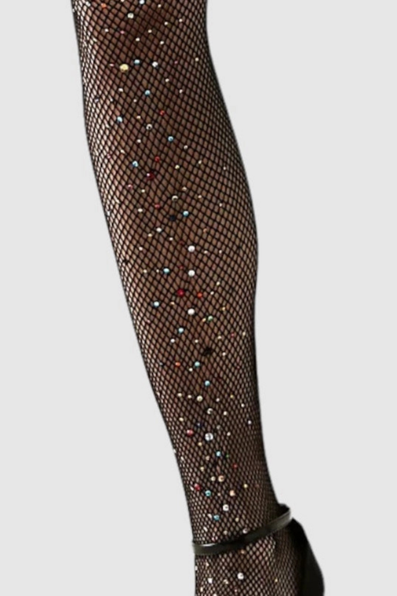 Glitter Black Fishnet Tights