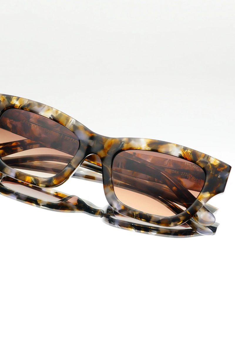 Aurora Brown Pearl Acetate Cat Eye Sunglasses