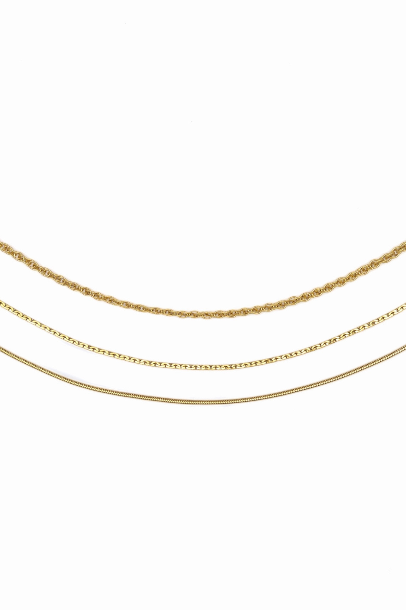 Gold Triple Layer Rope Necklace