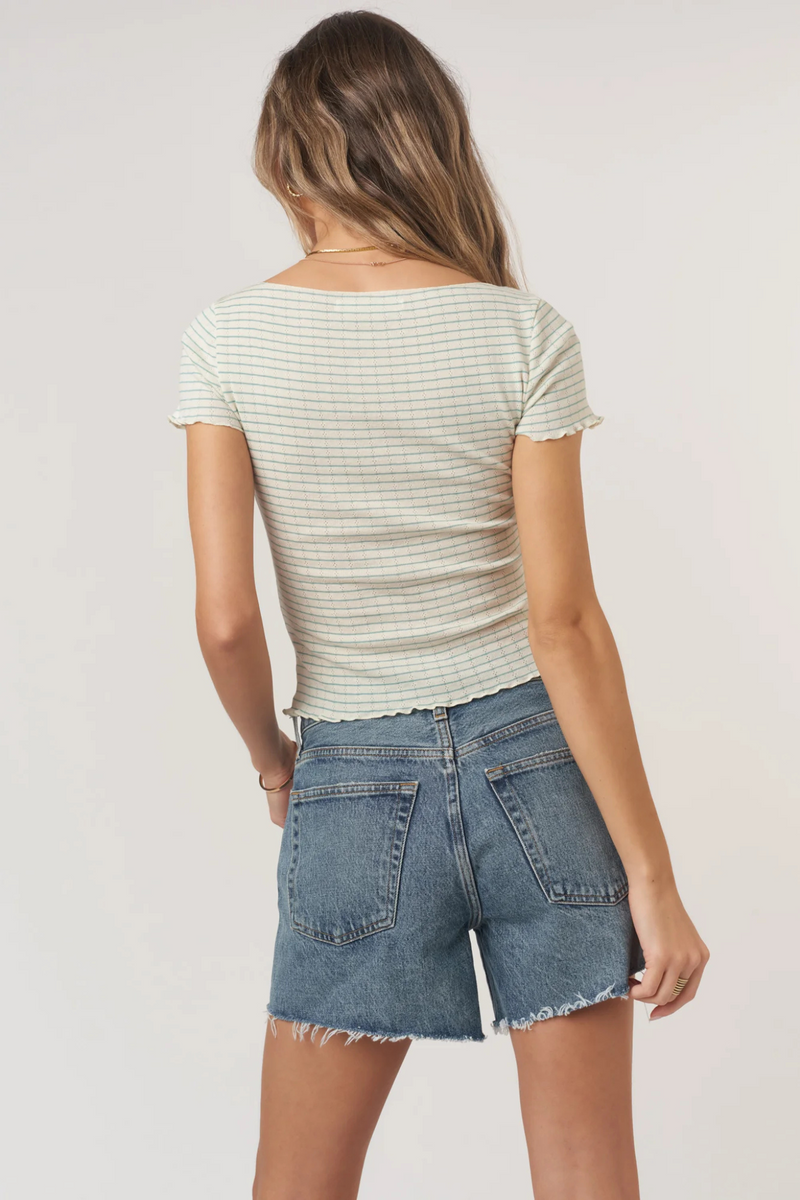 Camille Striped Pointelle Tee