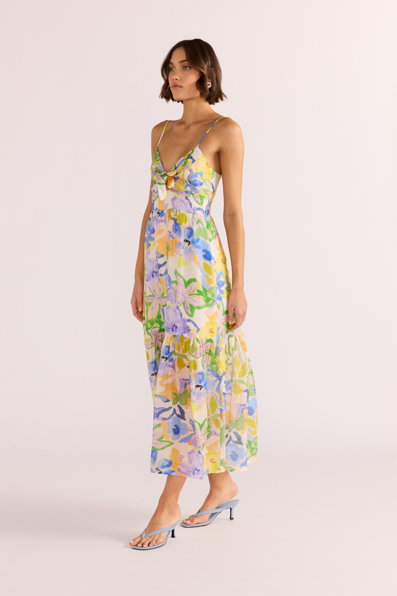 Fable Painterly Floral Midi Dress