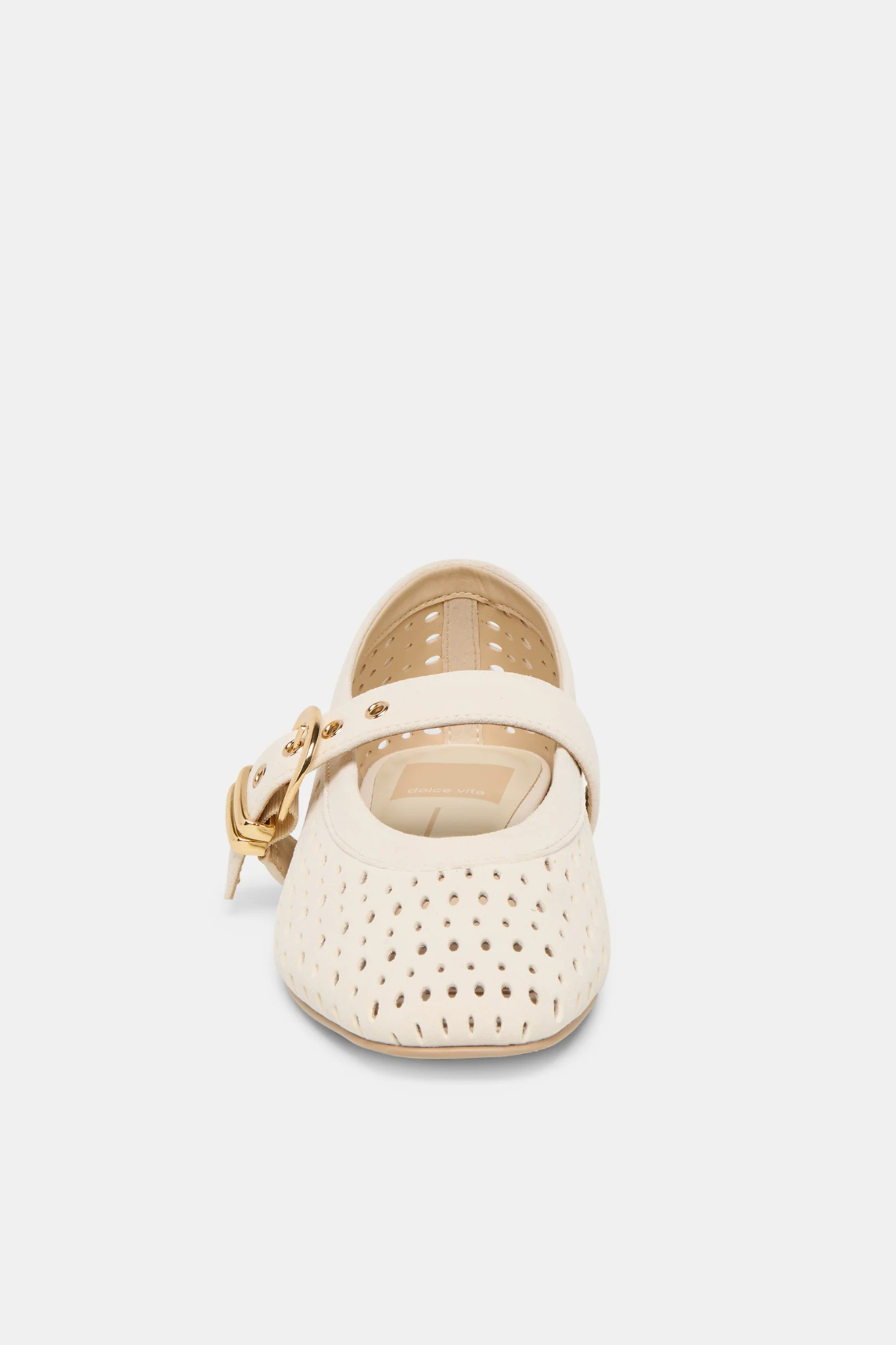 Mikel Creme Perforated Suede Ballet Flat