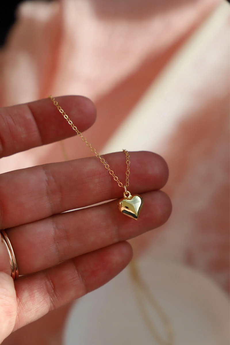 Clara Gold Puff Heart Necklace