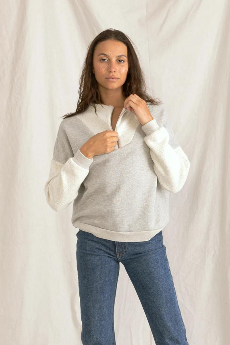 Tyra Heather Grey Zip Pullover