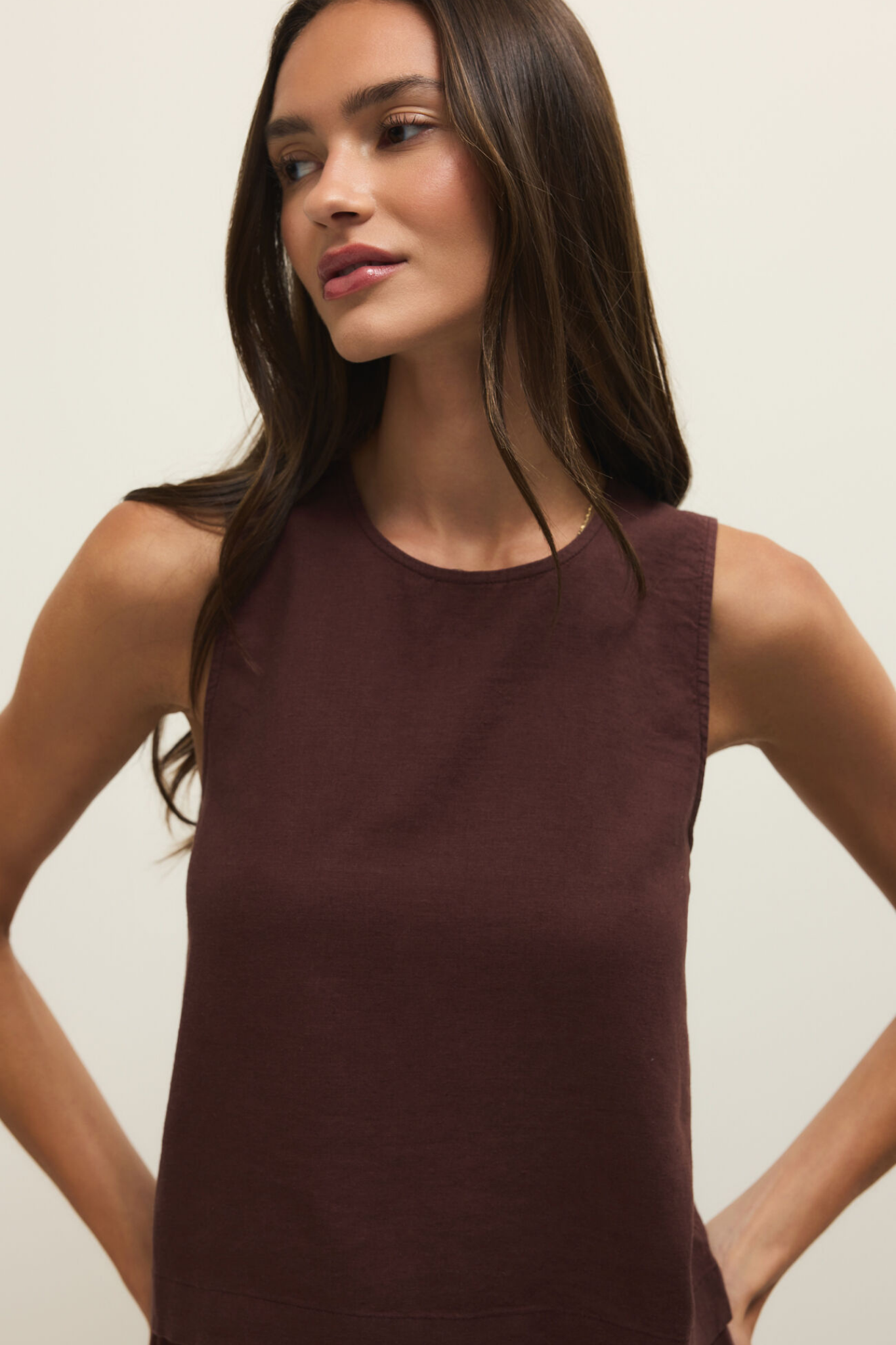 Sloane Chocolate Linen Tank