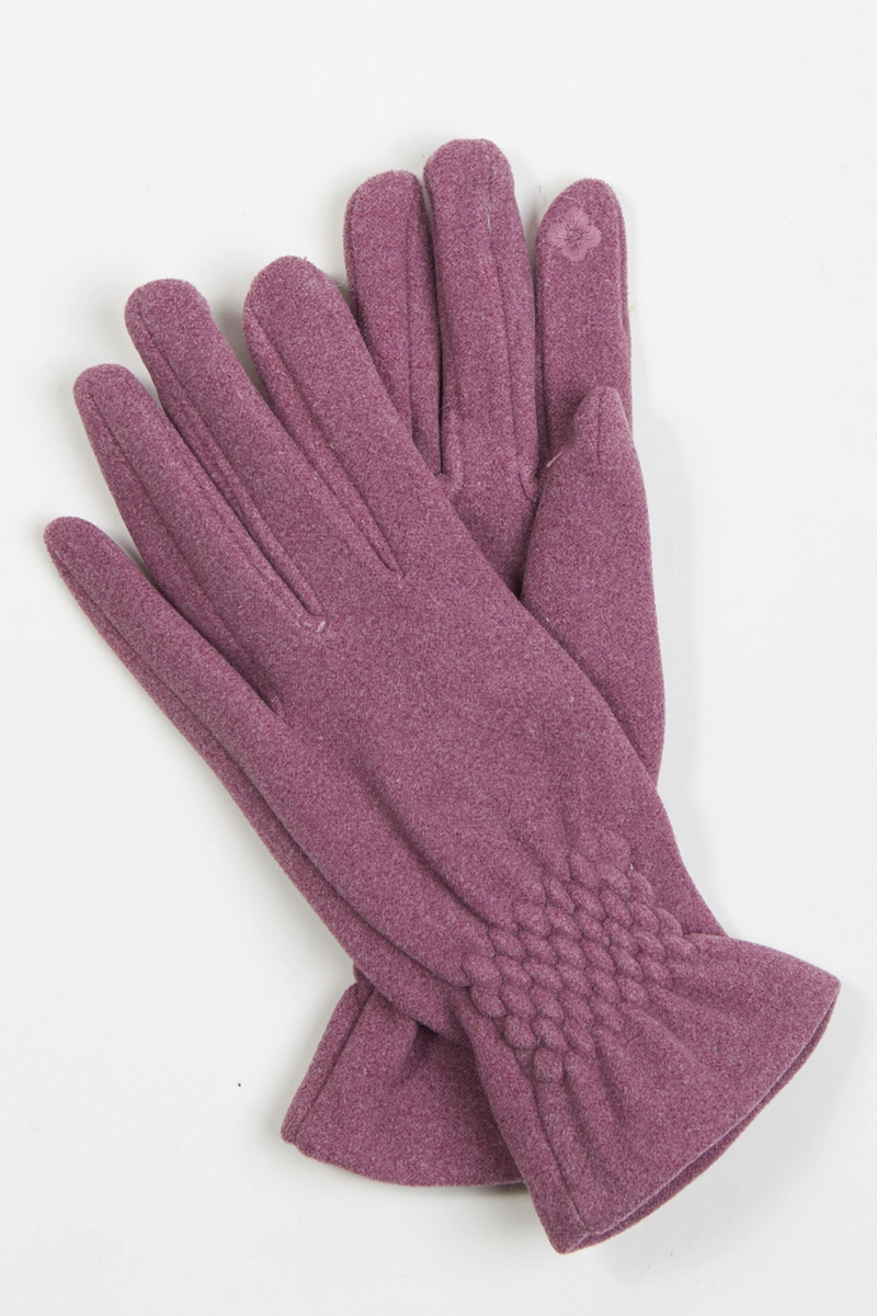 Mauve Fishtail Faux Suede Gloves