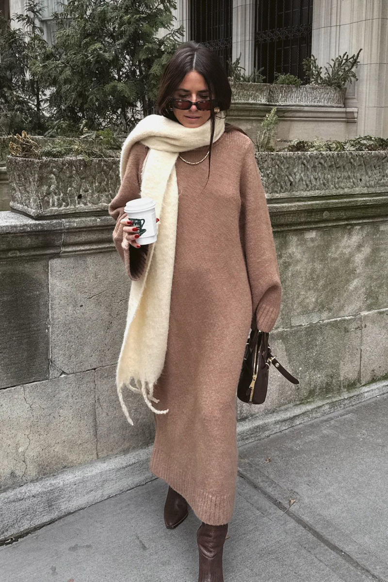 Lorraine Maple Knit Sweater Dress
