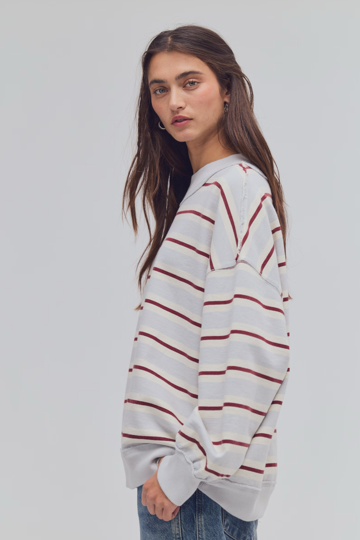 Palm Springs Washed Blue Striped Pullover