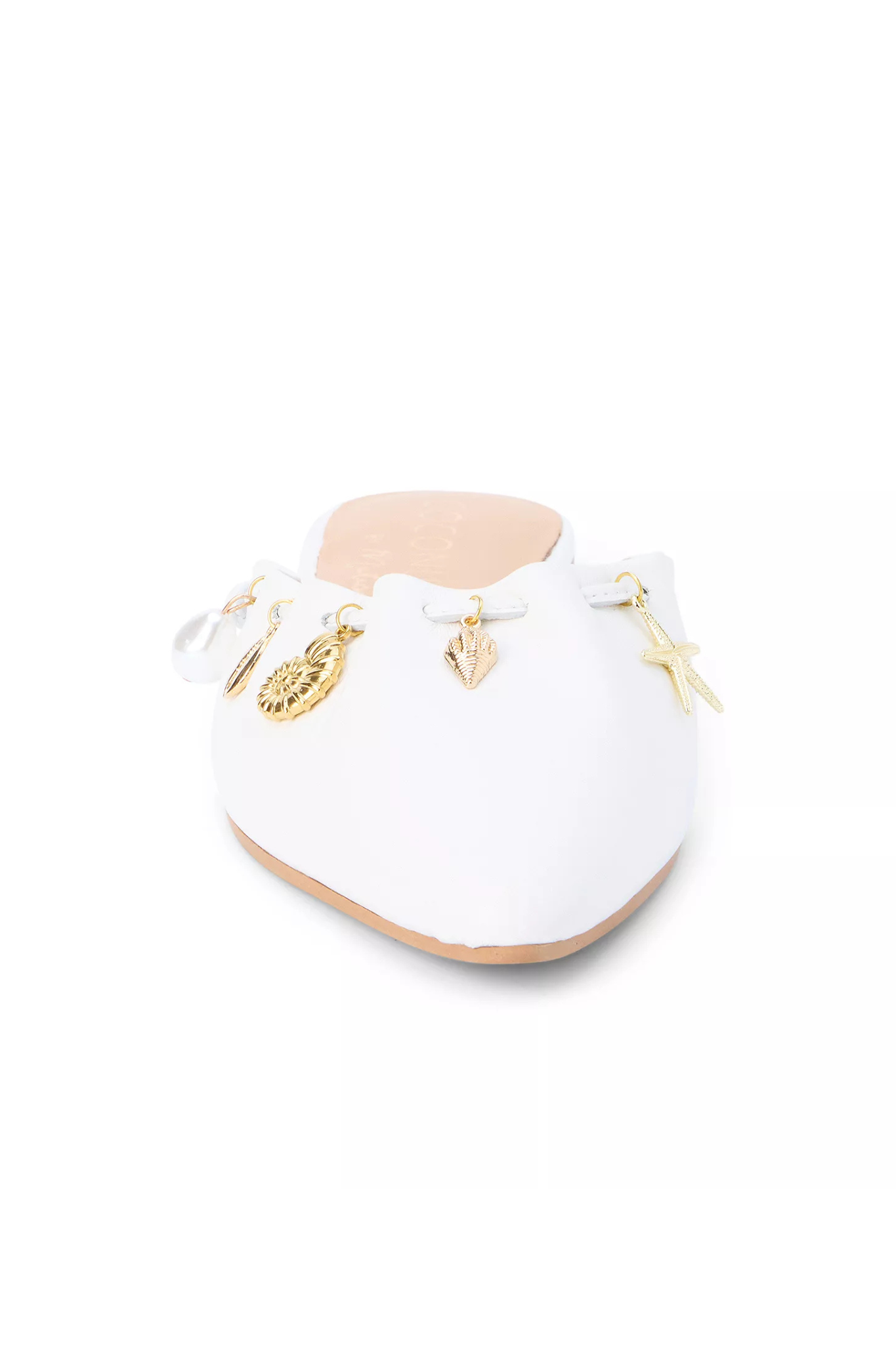 Monette White Leather Mule
