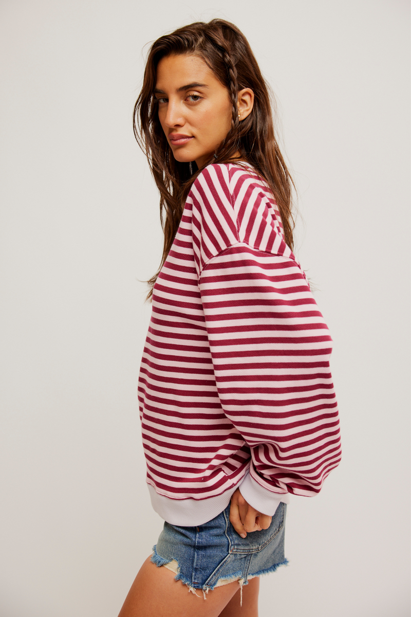 Raspberry Classic Striped Crew