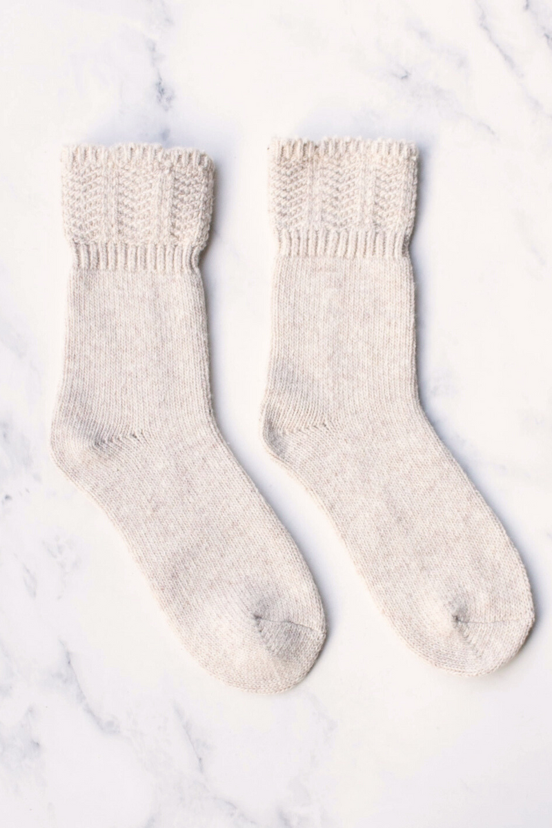 Charlotte Oatmeal Wool/Cashmere Socks