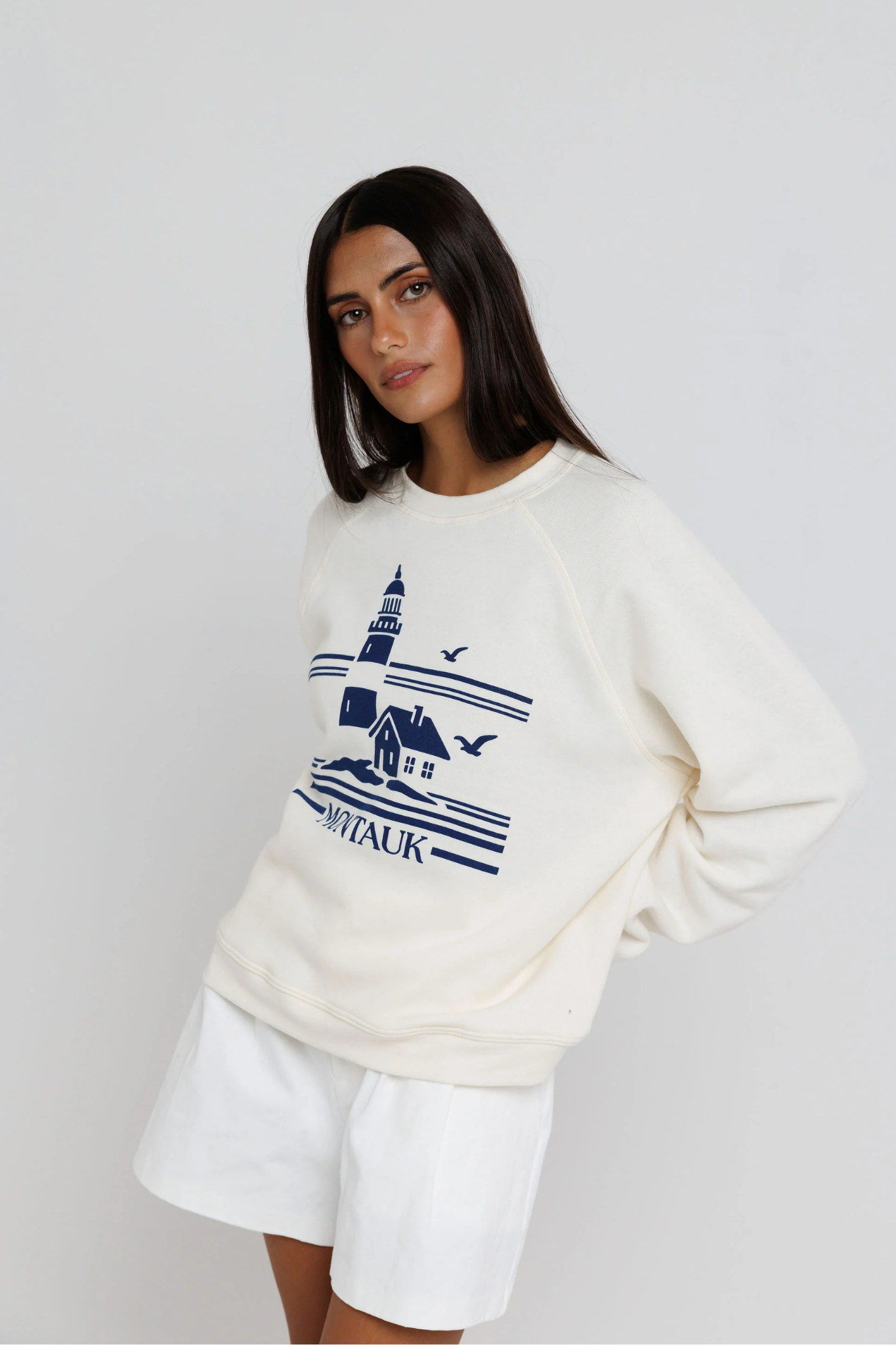 Montauk Lighthouse Raglan Crew