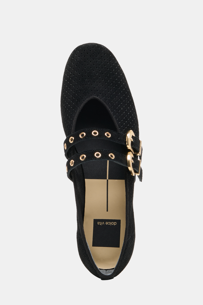 Baylee Onyx Suede Grommet Flat