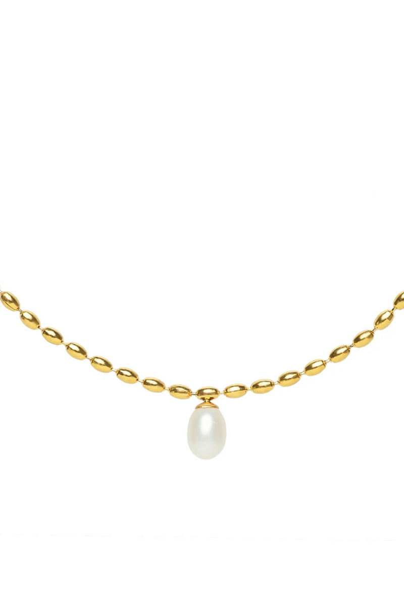 Gold Pearl Pendant Necklace