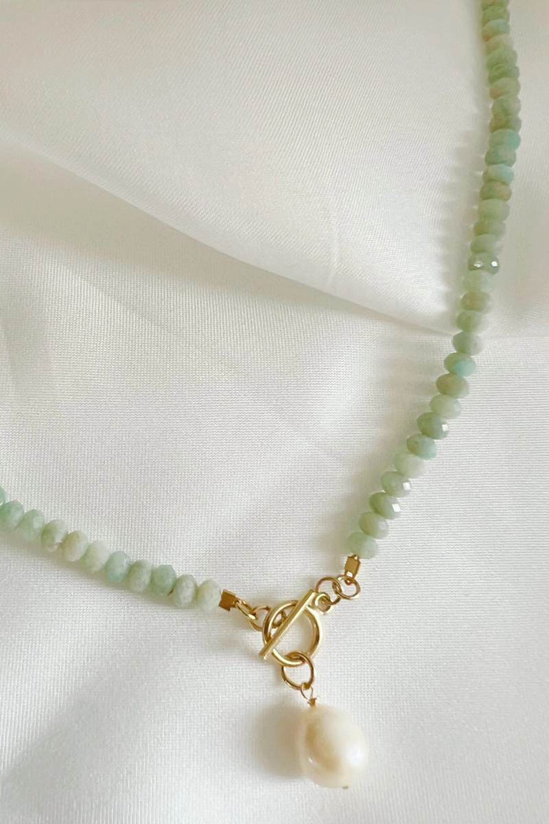 Salty Amazonite Pearl Toggle Necklace