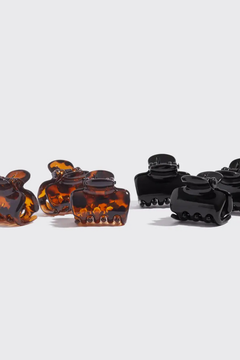 Black + Tort Mini Puffy Claw Clip