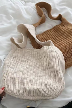 Creme Knit Slouch Tote