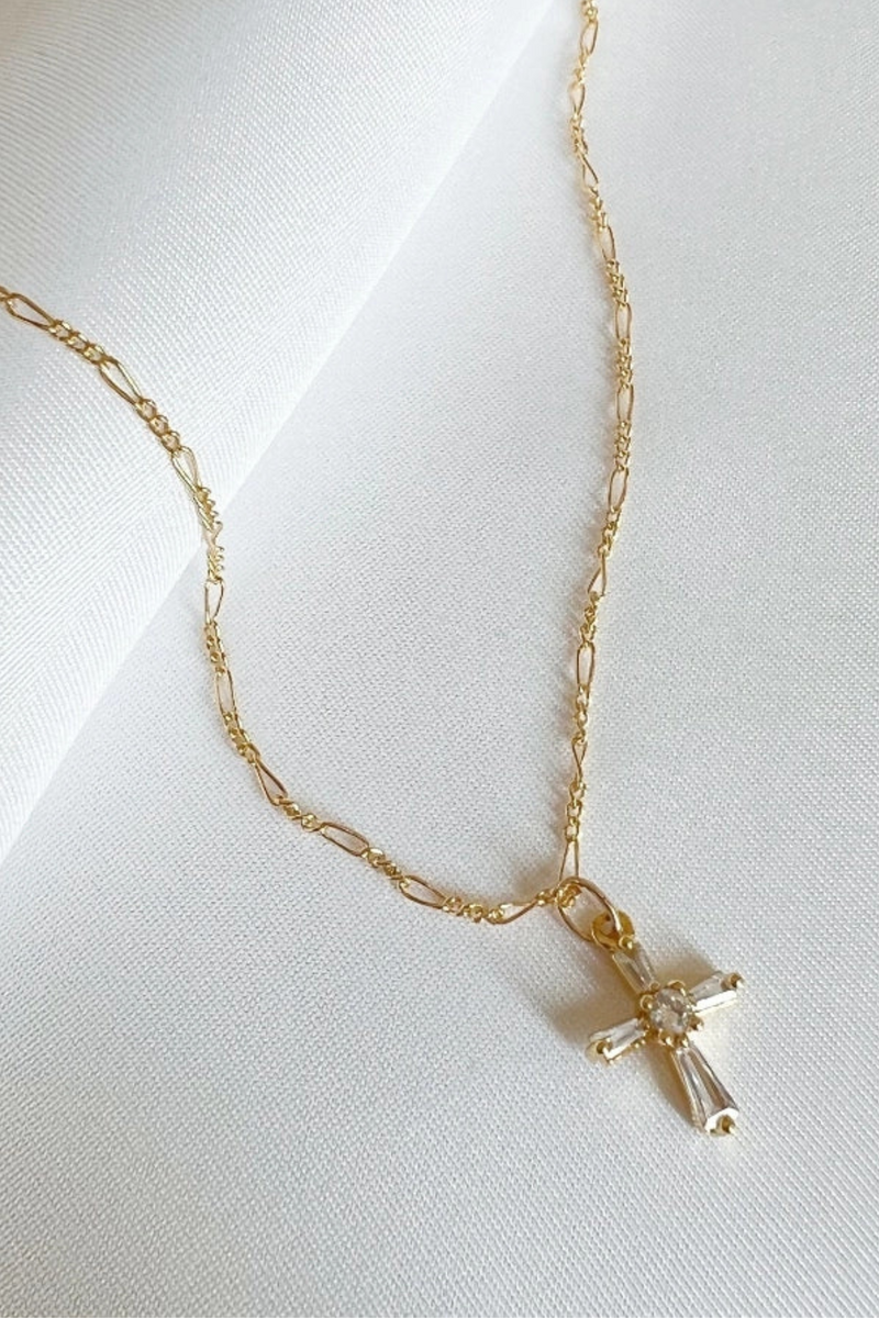 Petite CZ Cross Pendant Necklace