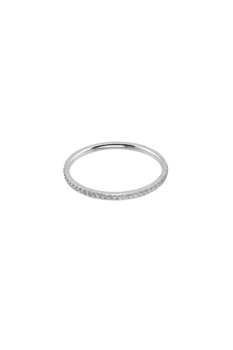 Silver Dainty Diamond Band Ring