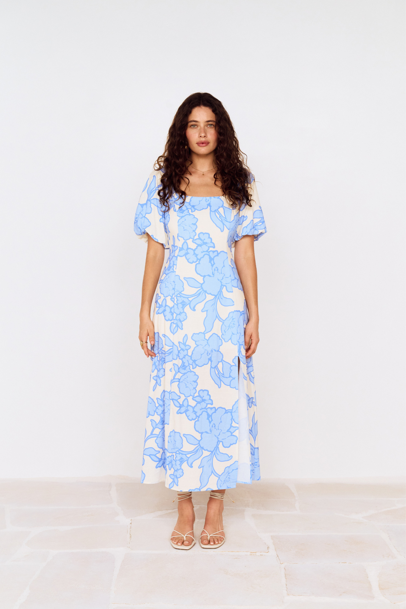 Alessia Blue Floral Midi Dress