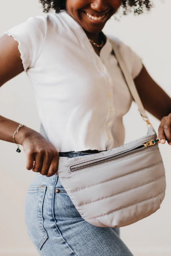 Jolie Grey Puffer Belt Bag