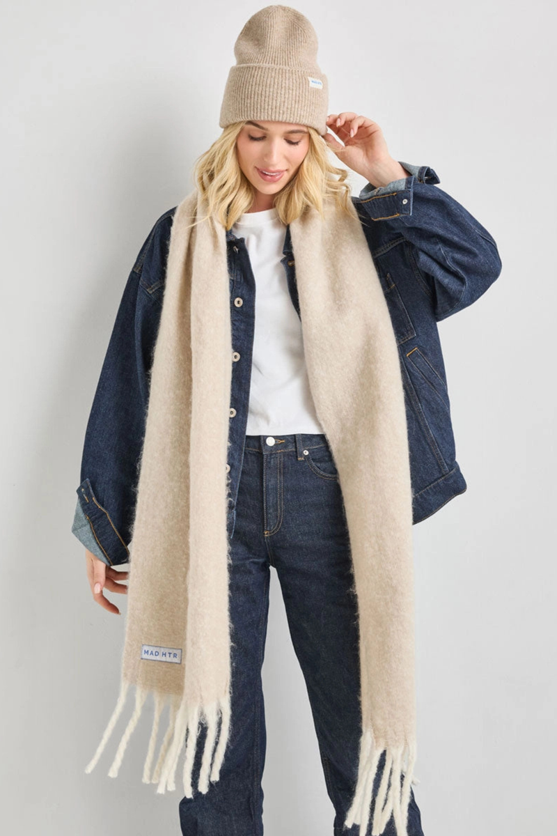 Heather Taupe Ribbed Knit Beanie