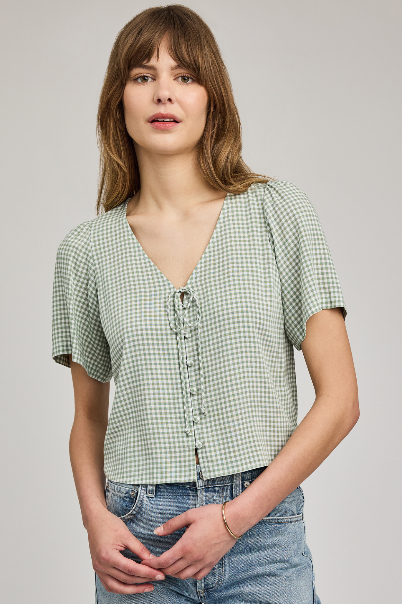 Becca Pistachio Gingham Top