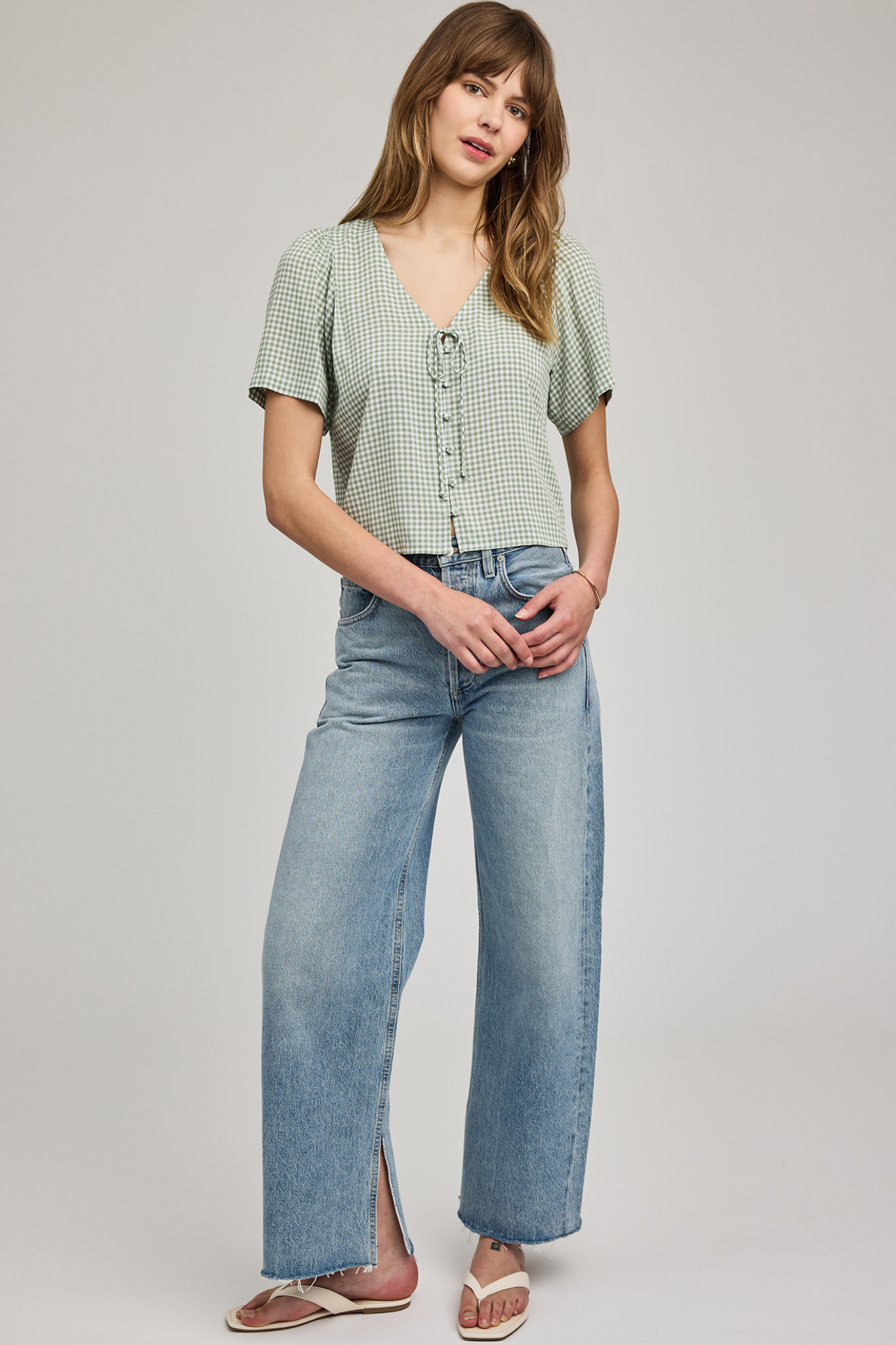 Becca Pistachio Gingham Top