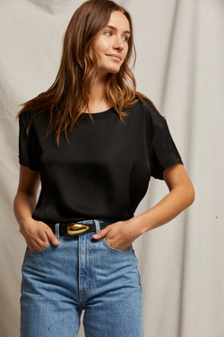 Delphine True Black Satin Tee