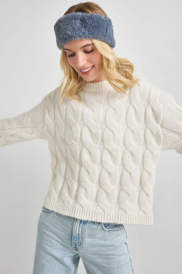 Steel Blue Faux Fur Headband