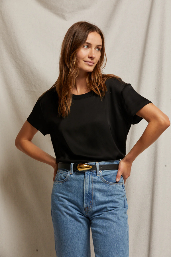 Delphine True Black Satin Tee