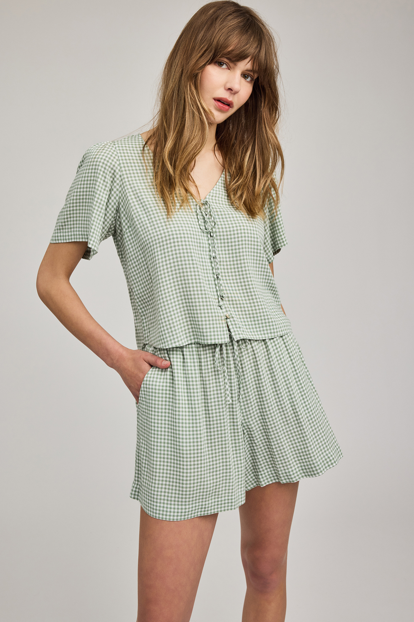 Quinn Pistachio Gingham Short