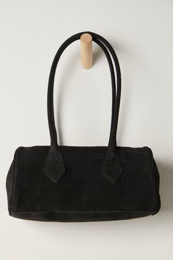 Sierra Black Suede Shoulder Bag